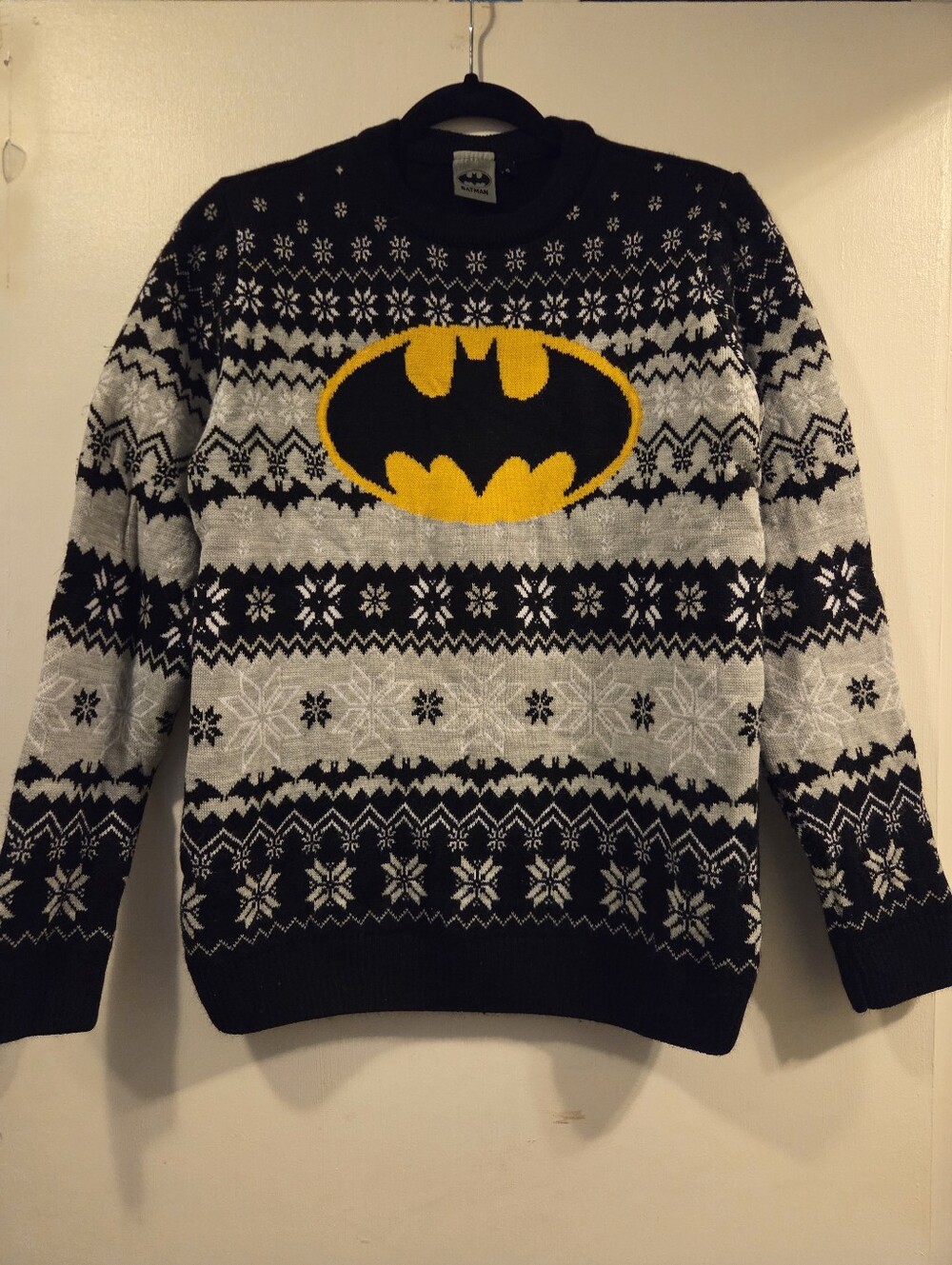Batman DC Comics Licensed Knit Sweater Ugly Christmas Black Gray size Small